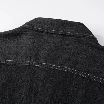 Mens Long Sleeve Single Pocket Denim Shirt