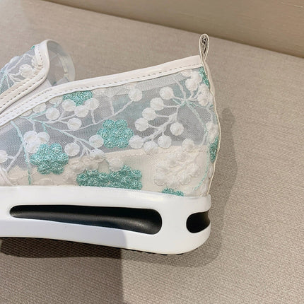 Fashion Loafers Ladies Breathable Lace Mesh Flower Summer Comfy Flats