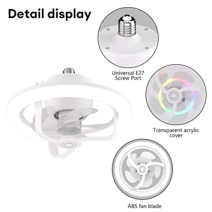 50W Ceiling Fan Light Round LED Pendant Light 360°rotating Fan Blade