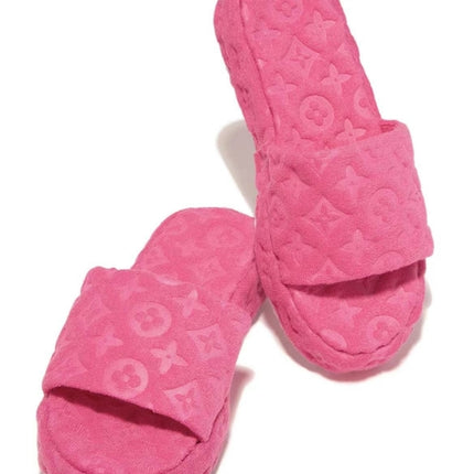 Flower Slides Thick Bottom Fur Slippers for Women