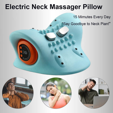 Electric Neck Massager Cervical Pillow EMS Traction Pulse Heating