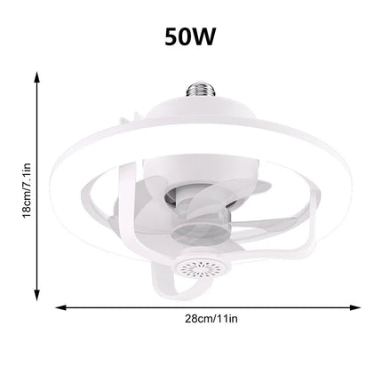 50W Ceiling Fan Light Round LED Pendant Light 360°rotating Fan Blade