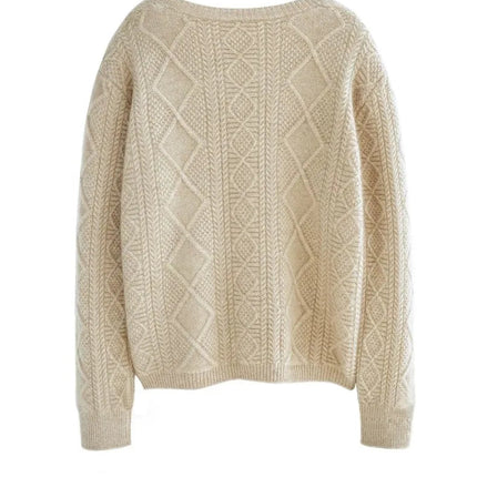 new autumn and winter cashmere twisted floral women's round neck