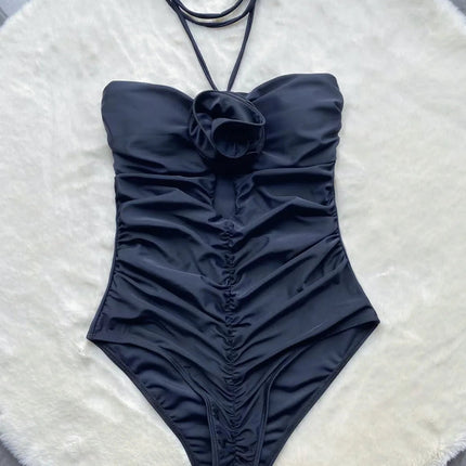 Black rose one piece swimsuit