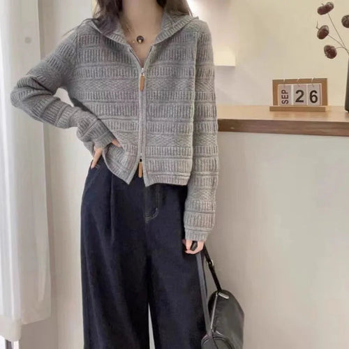 Autumn and Winter Thickened 100% Pure Wool Women's Hooded Knit
