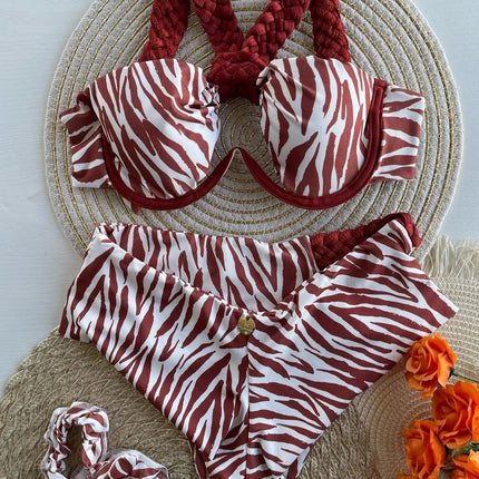Franze Trim Halter two piece swimsuit Set