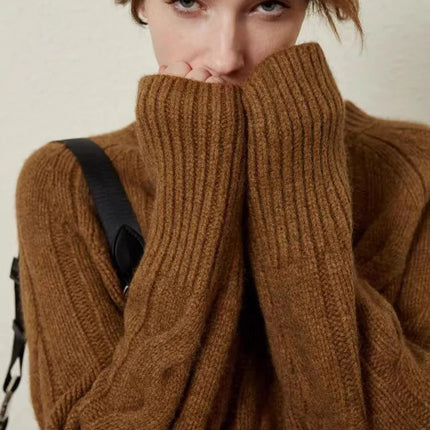 European autumn and winter cashmere sweater women's crewneck twist