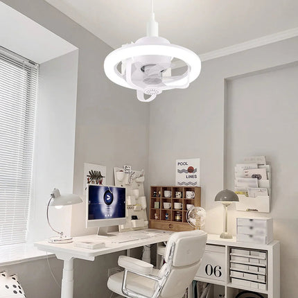 50W Ceiling Fan Light Round LED Pendant Light 360°rotating Fan Blade