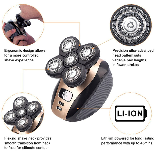 5 in 1 Rechargeable Electric Shaver Five Floating Heads Razors Hair