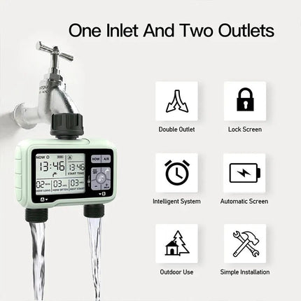 Super Timing System 2-Outlet Water Timer Precisely Watering Up Outdoor