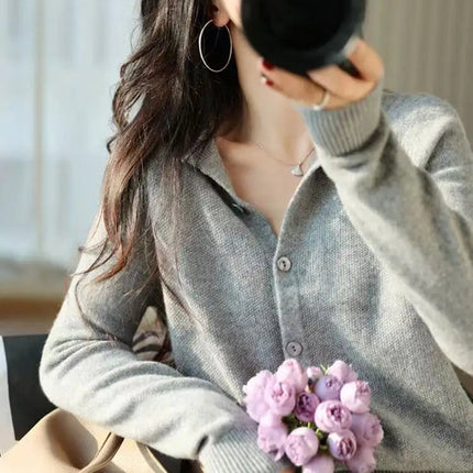 Autumn Women's Pure Cashmere Cardigan - European Style High-end Early