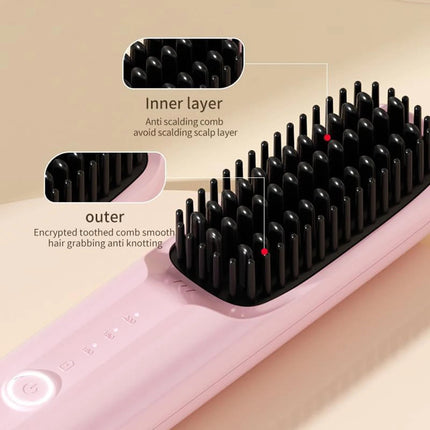 Cordless Straightener Straight Hair Brush Women's Thermal Ion