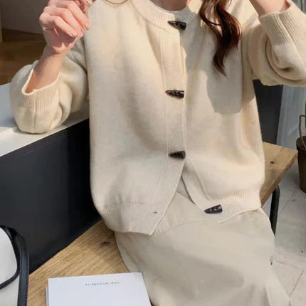 Versatile Crew Neck Autumn and Winter Sweater Wool Coat 100% Pure