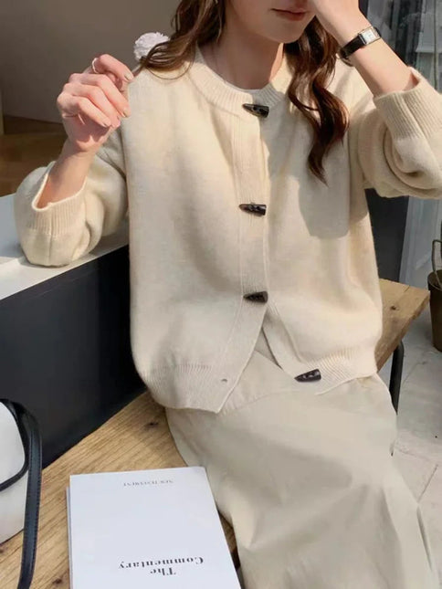 Versatile Crew Neck Autumn and Winter Sweater Wool Coat 100% Pure