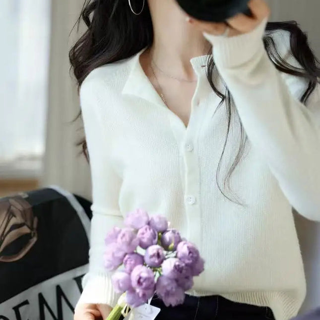 Autumn Women's Pure Cashmere Cardigan - European Style High-end Early