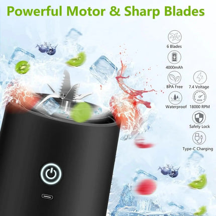 4000mAh Portable Juicer Cup 600ML Large Capacity 10-Leaf Blade