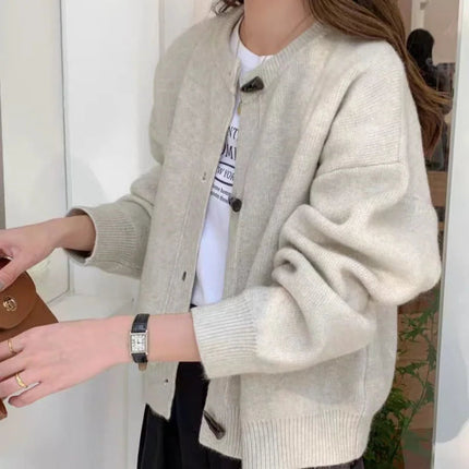 Versatile Crew Neck Autumn and Winter Sweater Wool Coat 100% Pure