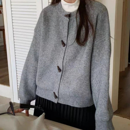 Versatile Crew Neck Autumn and Winter Sweater Wool Coat 100% Pure