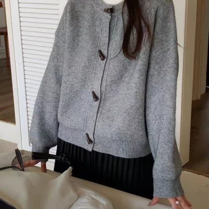 Versatile Crew Neck Autumn and Winter Sweater Wool Coat 100% Pure