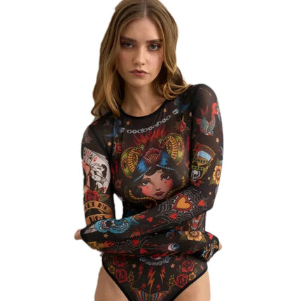 80's Era vibe Long Sleeve One-Piece Swimsuit