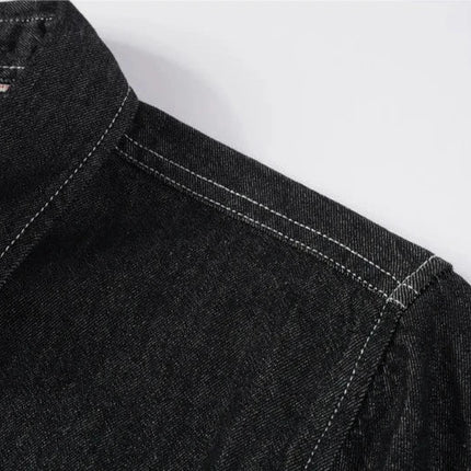 Mens Long Sleeve Single Pocket Denim Shirt