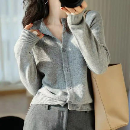 Autumn Women's Pure Cashmere Cardigan - European Style High-end Early