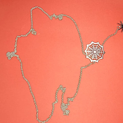 18k Gold Spider Necklace | Spider Charm Pendant | Halloween Necklace