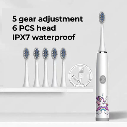Kids Sonic Electric Toothbrush Colorful Cartoon For Kids Ultrasonic