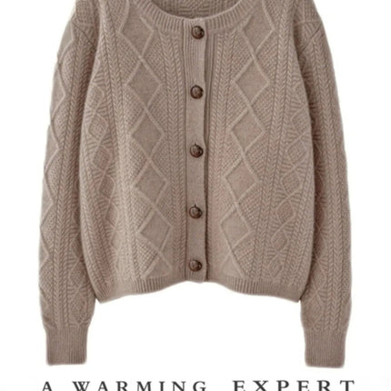 new autumn and winter cashmere twisted floral women's round neck