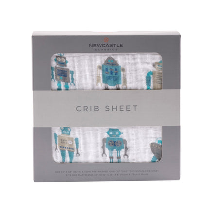 Robot Cotton Muslin Crib Sheet