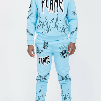 Chenille Flame Sweat Suit