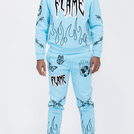 Chenille Flame Sweat Suit