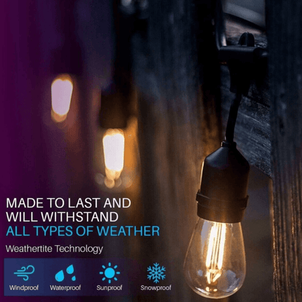 SL101 LED Low Voltage Bistro String Lights 48 FT Outdoor Weatherproof