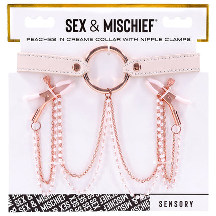 S&M Peaches ‘n CreaMe Collar with Nipple Clamps