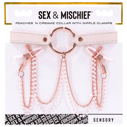 S&M Peaches ‘n CreaMe Collar with Nipple Clamps