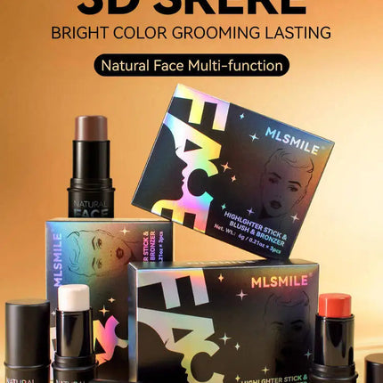 MLSMILE Highlight Contour 3-pack For 3D Makeup Brightening Skin Tone