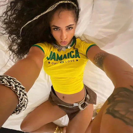 Jamaican swimwear crop top shirt