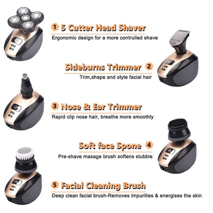 5 in 1 Rechargeable Electric Shaver Five Floating Heads Razors Hair