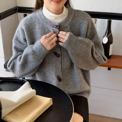 Versatile Crew Neck Autumn and Winter Sweater Wool Coat 100% Pure