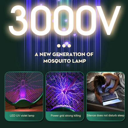 USB Electric Fly Swatters Foldable UV Light Electric Flies Shocker