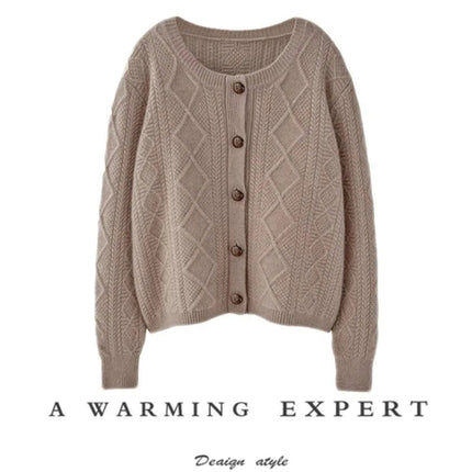 new autumn and winter cashmere twisted floral women's round neck