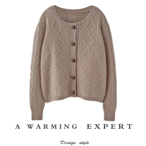 new autumn and winter cashmere twisted floral women's round neck