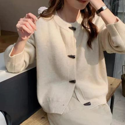 Versatile Crew Neck Autumn and Winter Sweater Wool Coat 100% Pure