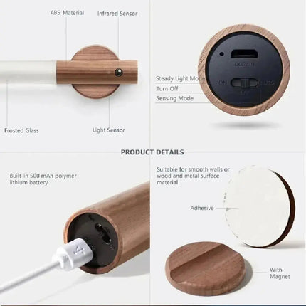 Motion Sensor Night Light 3 Colors Dimmable USB Rechargeable Portable