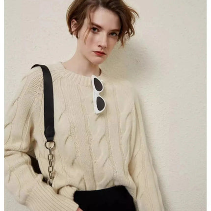 European autumn and winter cashmere sweater women's crewneck twist