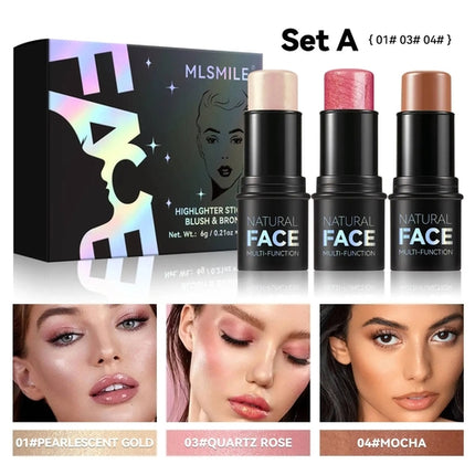 MLSMILE Highlight Contour 3-pack For 3D Makeup Brightening Skin Tone