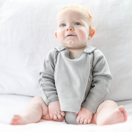 Smart Long Sleeve Kimono Bodysuit + Bib - Gray