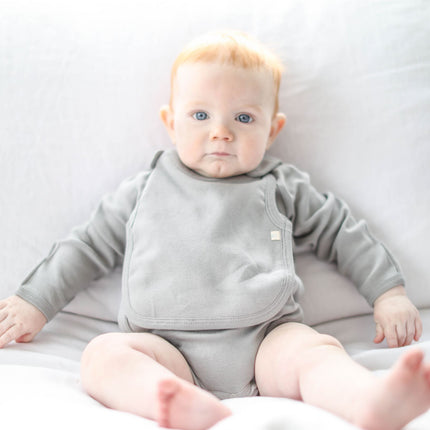 Smart Long Sleeve Kimono Bodysuit + Bib - Gray
