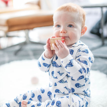 Smart Footed One-Piece + Bib - Blue Whale