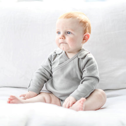 Smart Long Sleeve Kimono Bodysuit + Bib - Gray
